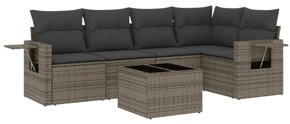 Set divano da giardino 6 pz con cuscini grigio in polyrattan