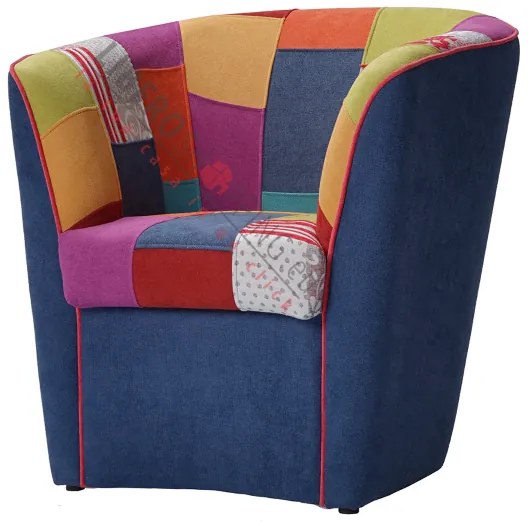 Poltrona in tessuto patchwork cucita a mano per camera ufficio BLU