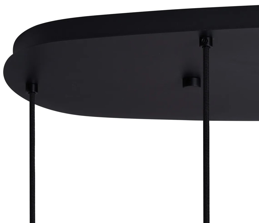 Lampada a sospensione moderna nera con vetro fumé 6 luci - Duplantis