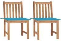 Sedie da Giardino 2 pz con Cuscini in Legno Massello di Teak cod mxl 45467