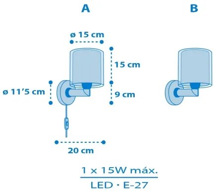 Dalber 40679 - Lampada da parete per bambini WORLD 1xE27/15W/230V blu