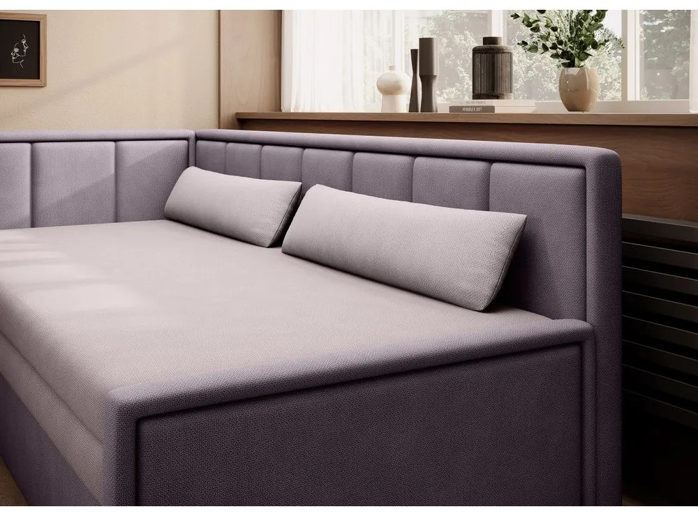 Divano rosa allungabile/con contenitore e rivestimento in ciniglia 214 cm Fulgeo – ELTAP