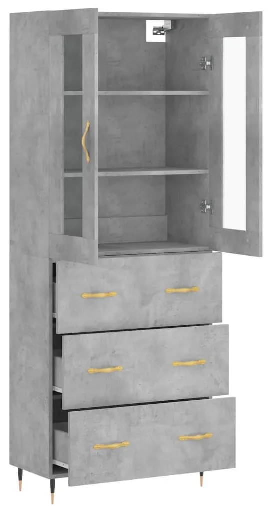 Credenza grigio cemento 69,5x34x180 cm in legno multistrato