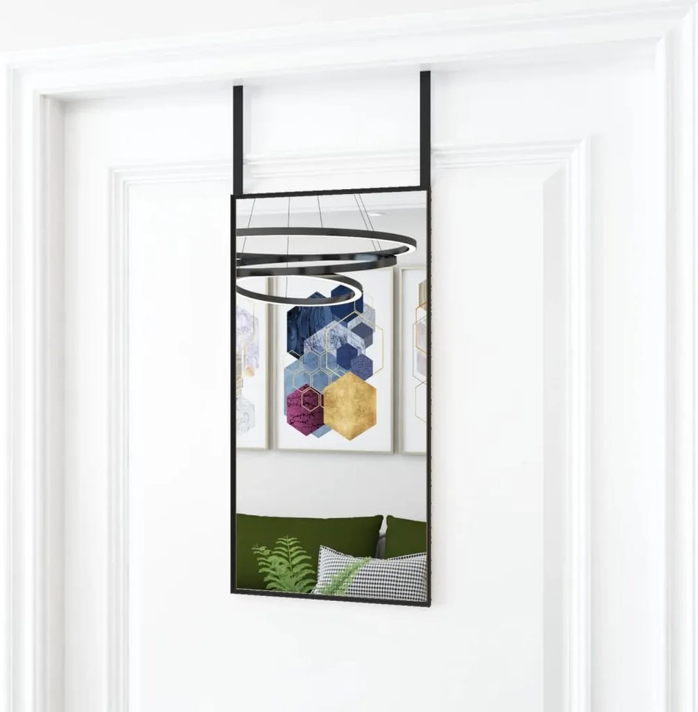 Specchio da Porta in Vetro e Alluminio disponibile in varie dimensioni, 30 x 60 cm / Nero