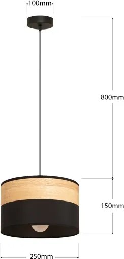 Lampada a sospensione con cavo ALBA 1xE27/15W/230V diam. 25 cm nero/marrone