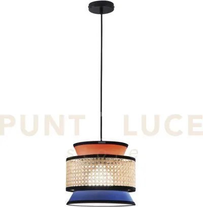Lampadario a sospensione gazebo arancione blu rattan naturale 1 luc...