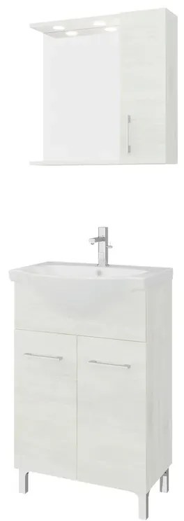 Mobile sottolavabo e lavabo con sifone Symoa per vasca centrale legno bianco in truciolare L 55 x H 81.5 x P 50.5 cm, 2 ante