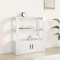 Credenza Bianco Lucido 80x30x90 cm in Legno Multistrato 819462