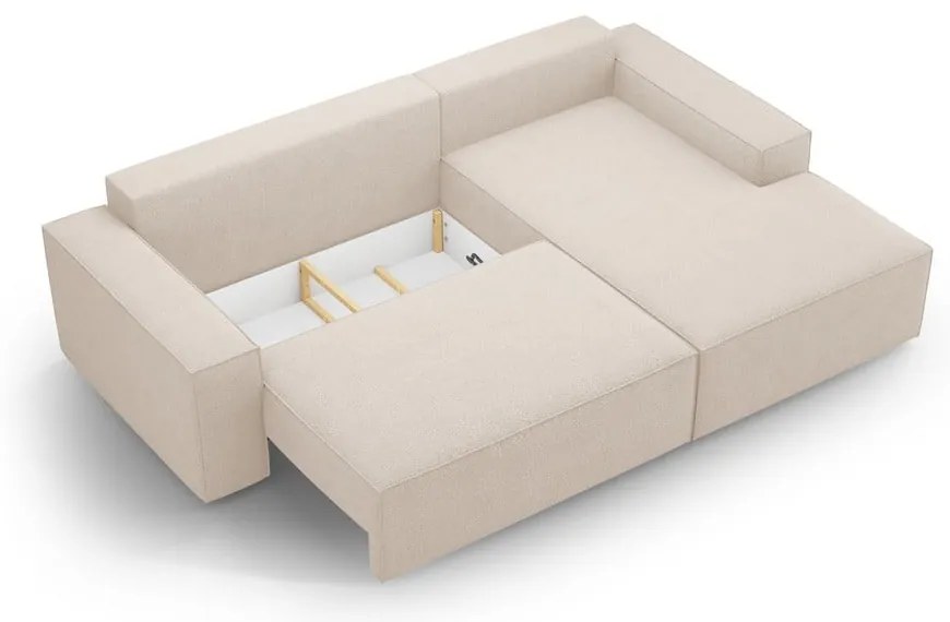 Divano letto in tessuto bouclé beige (angolo destro) Jodie - Micadoni Home