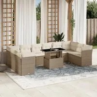 Set Divani da Giardino 11 pz con Cuscini Beige in Polyrattan 3266858