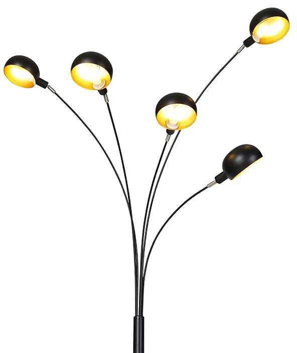 Lampada da terra di design nera 5 luci - Sixties