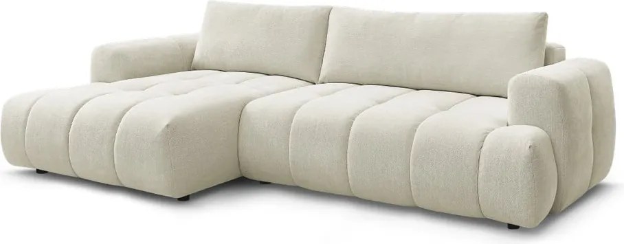 Divano angolare beige allungabile e con contenitore (penisola a sinistra/chaise lounge) Fuji – Bobochic Paris