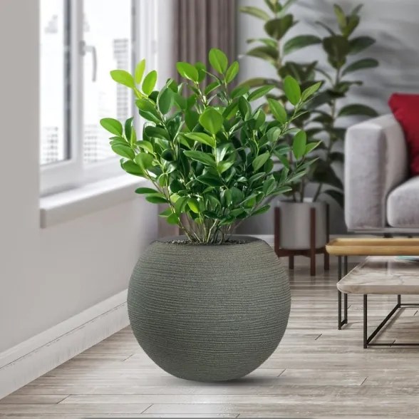 Vaso in resina da esterno interno tondo a sfera d.40x33h Botticelli Verde