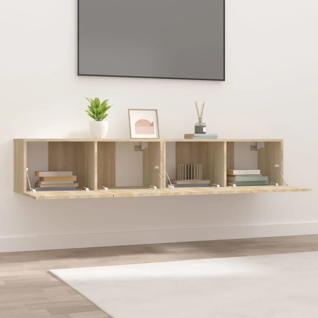 Mobili porta tv 2 pz rovere sonoma 80x30x30cm legno multistrato