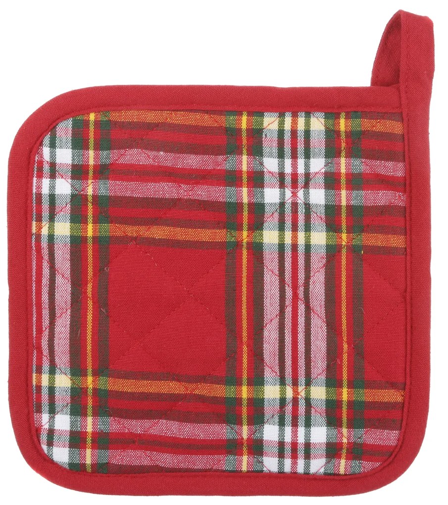 Set 2 presine natalizie tartan rosso 20x20 cm