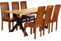 Set Tavolo da Pranzo 7 pz Legno Massello di Acacia e Mango cod mxl 14204