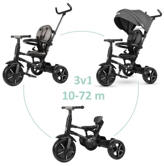 QPlay - Triciclo per bambini 3in1 RITO STAR grigio scuro