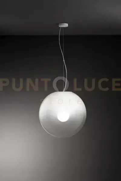 Moon sospensione in vetro e metallo bianco 1 luce attacco e27 d.50cm