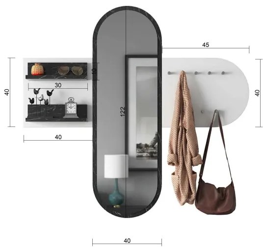 Specchio da parete RANI 125x120 cm bianco/nero