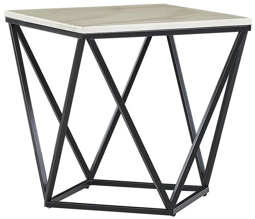 Tavolino effetto marmo beige e nero 50 x 50 cm MALIBU Beliani