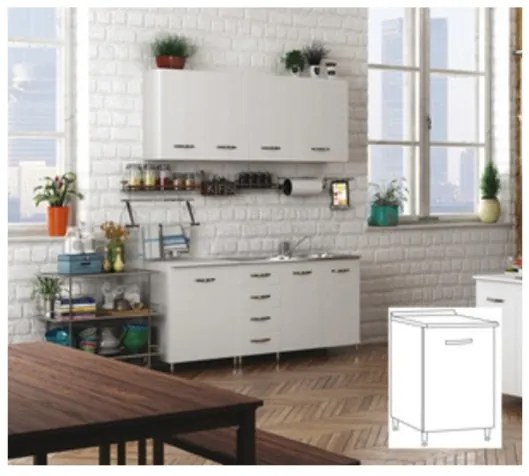 Kit Cucina Base 1 Anta 40X50Xh85 Cm Bianco