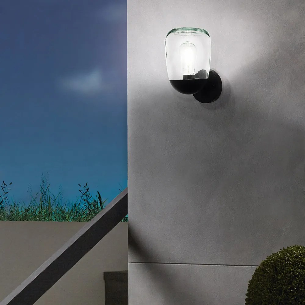 Applique Esterno Contemporanea Donatori Alluminio Nero 1 Luce E27