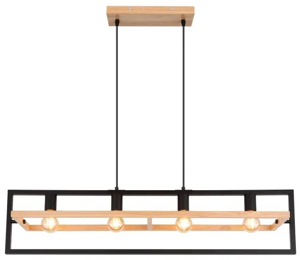 Globo 15575-4H - Lampadario a cavo ERICA 4xE27/40W/230V nero/beige