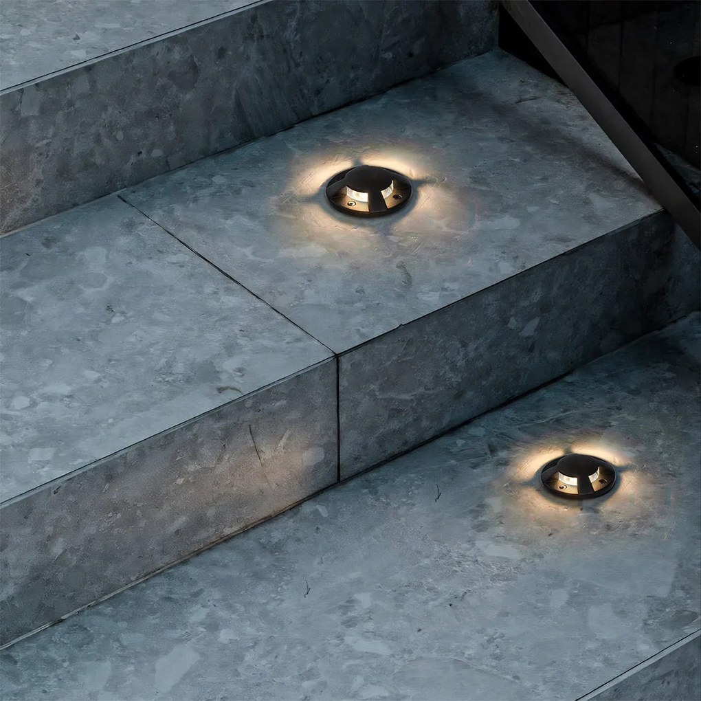 Faretto da terra moderno nero GU10 50mm effetto 4 luci IP65 - Cellar