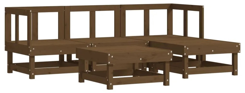 Set Salotto da Giardino 5 pz in Legno Massello di Pino Miele