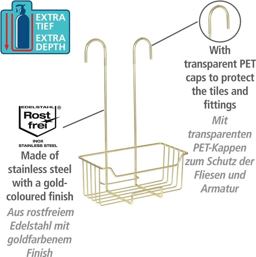 Mensola da bagno sospesa in acciaio inox color oro Milo - Wenko