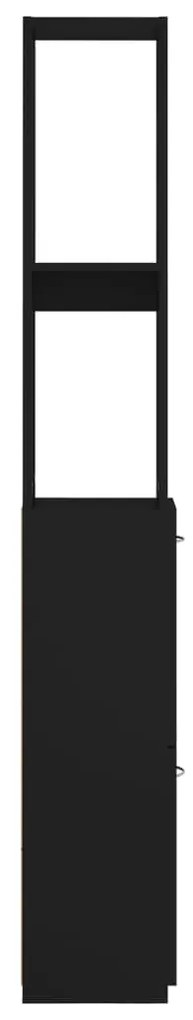 Armadietto da bagno nero 25x26,5x170 cm in legno multistrato