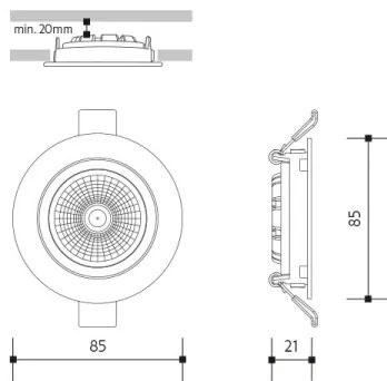 Lampada LED da incasso LED/6W/230V 3000K diametro 8,5 cm bianco