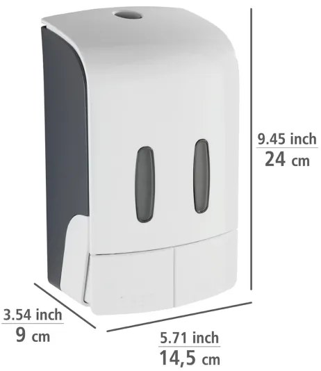 WENKO 24591100-Dispenser per sapone TARTAS 480 ml bianco/grigio