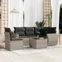 Set Divano da Giardino 6pz con Cuscini Grigio Chiaro Polyrattan 3253719