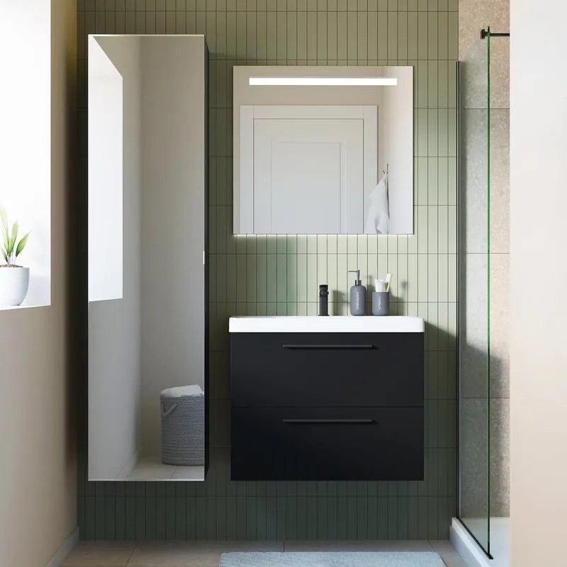 Mobile sottolavabo e lavabo Remix per vasca centrale nero opaco L 75 x H 57.7 x P 46 cm 2 cassetti