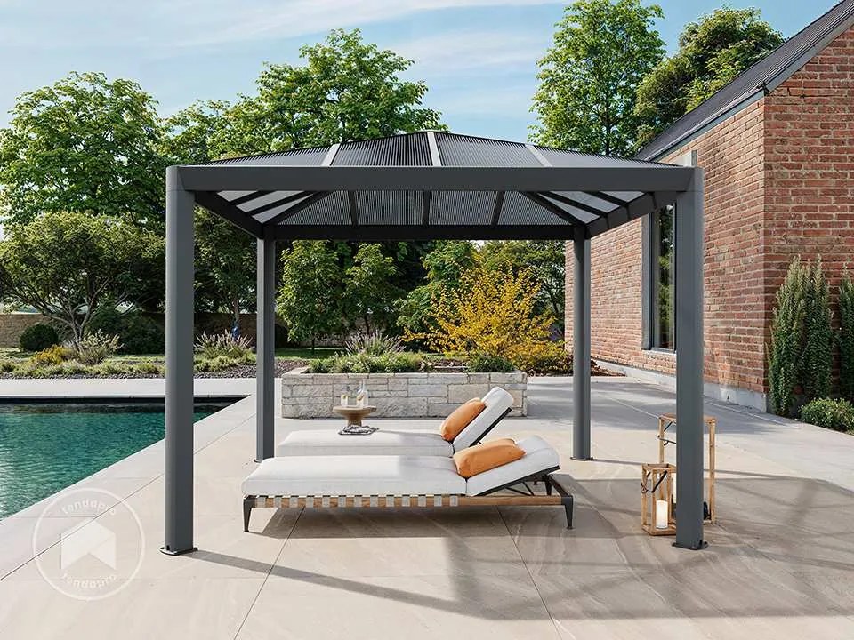 PRIMEYARD Gazebo da giardino 3x3m, Hardtop, senza teli laterali - (300659)