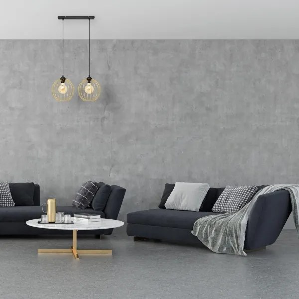 Lampadario a sospensione con filo MERCURE 2xE27/15W/230V oro/nero