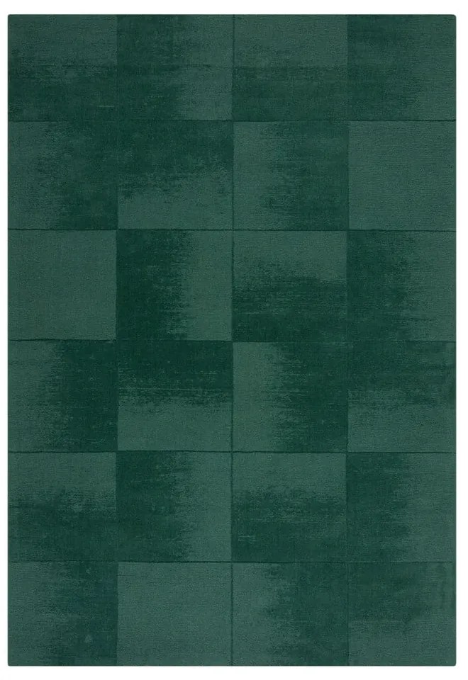 Tappeto in lana tessuto a mano color petrolio 120x170 cm Demi Check Ombre - Flair Rugs