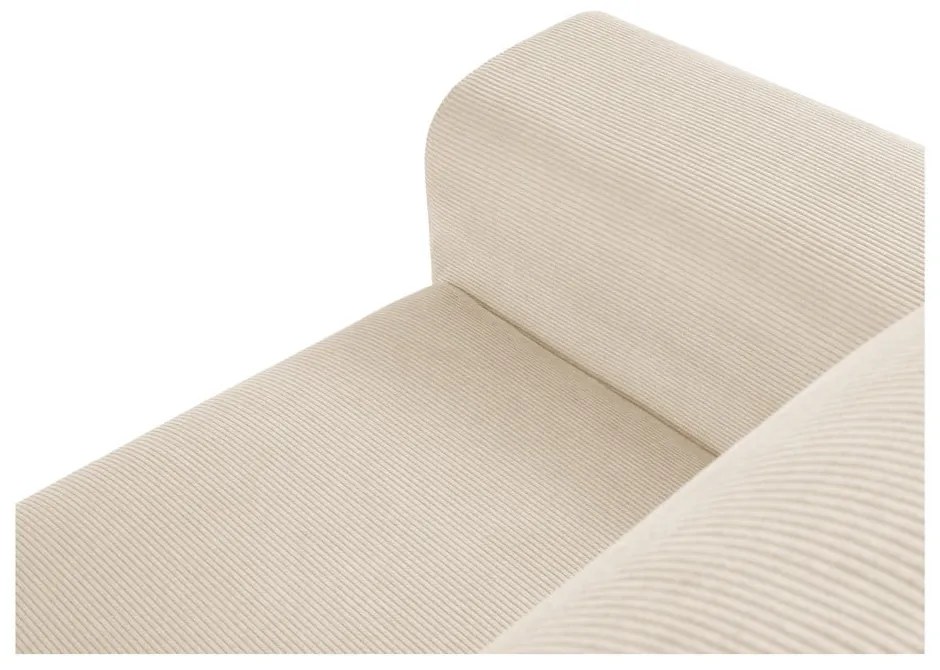 Divano letto in velluto a coste beige, angolo destro Moghan - Micadoni Home