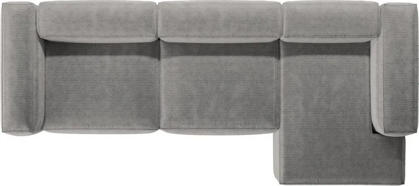 Divano angolare grigio chiaro (con penisola a destra/con chaise lounge) con rivestimento in velluto a coste Bergamo – Cosmopolitan Design