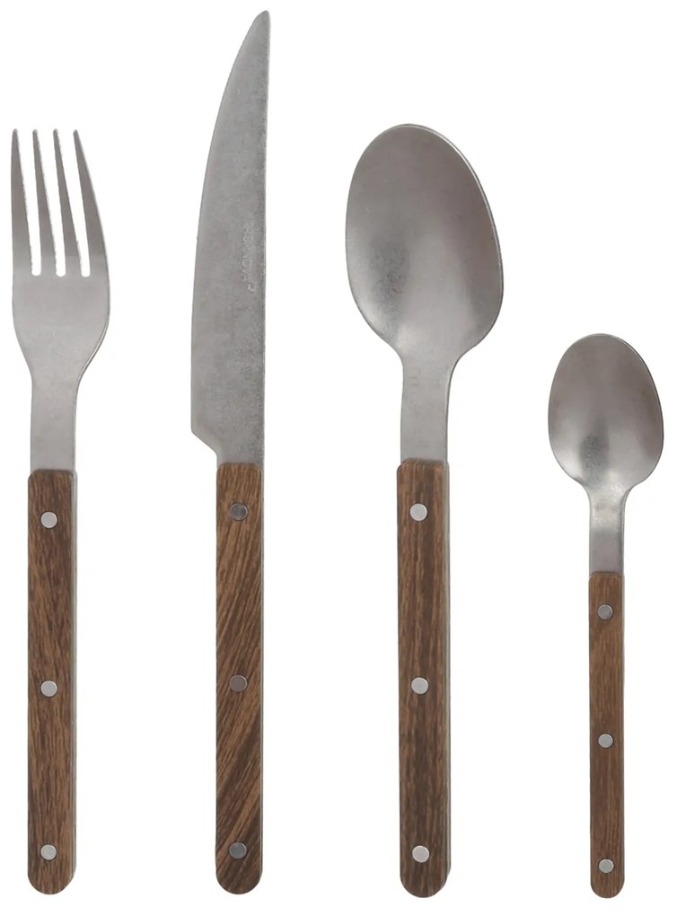 Set 24 posate Lucille in acciaio inox manico marrone