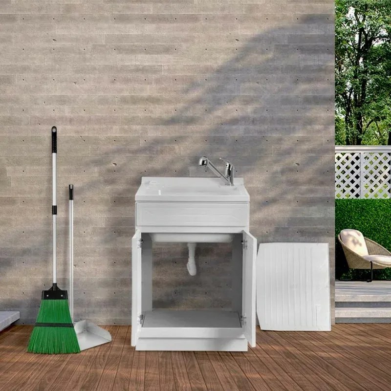 Mobile Lavatoio in Kit 60x60 cm con Vasca colore Bianco in Resina