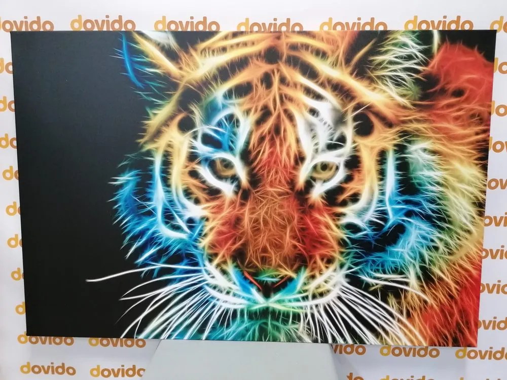 Stampa su tela – Testa di tigre in stile astratto