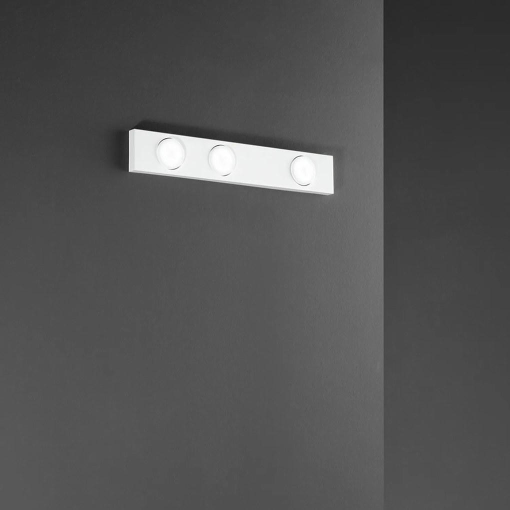 Plafoniera Moderna Bottone Metallo Bianco Opaco 3 Luci Gx53 Ip20