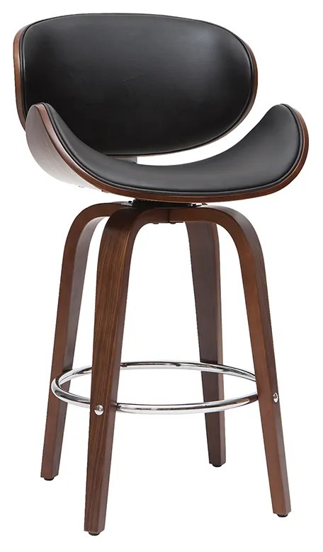 Sgabello da bar design nero e legno scuro WALNUT
