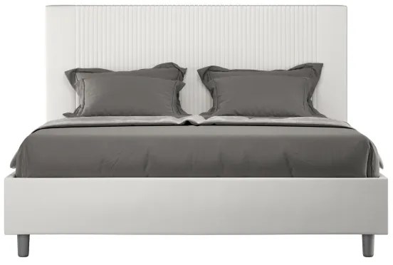Letto matrimoniale contenitore imbottito 160x190 similpelle bianco Goya