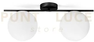 Jugen black lampadario da soffitto 2 luci vetro bianco montatura ne...