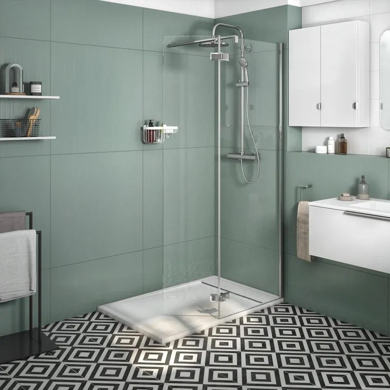 Box doccia walk-in Neo, vetro 8 mm, L 118-119.5 cm x H 200 cm, profilo cromo