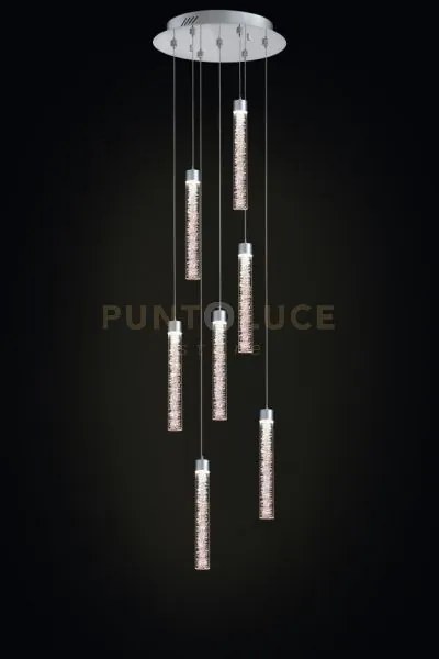 Crackle lampada a sospensione rotonda cromata 7 luci, led 33,6w, 40...