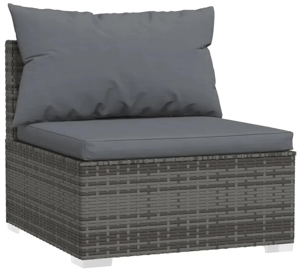 Set divani da giardino con cuscini 5 pz in polyrattan grigio